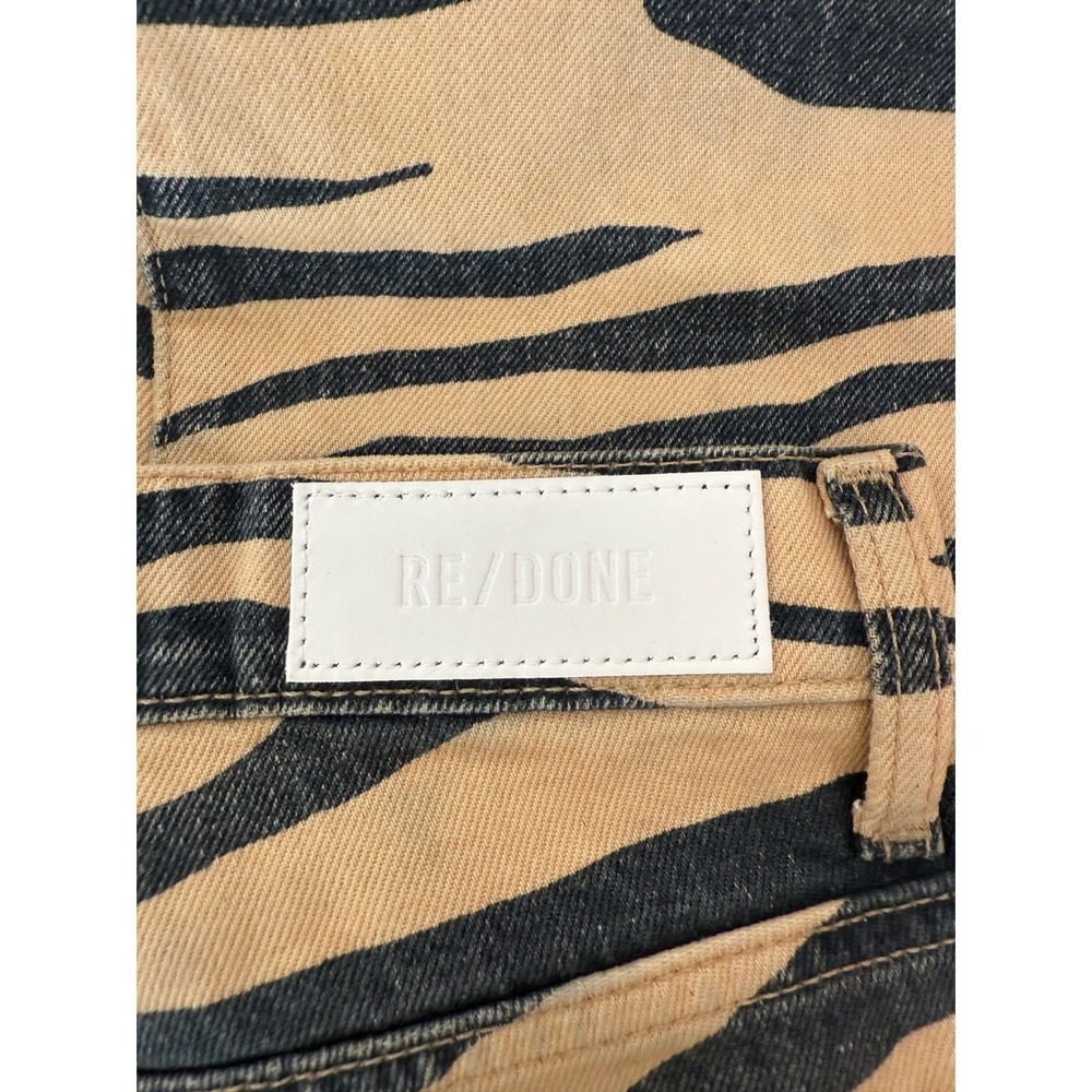 RE/DONE Jeans Women's 26 Y2K Zebra‎ Animal Print Raw Hem Tan Denim - Picture 12 of 12